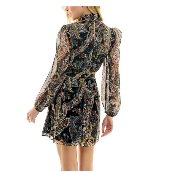 City Studios Juniors' Paisley-Print Fit & Flare Dress New Size Tag is missing - Picture 2 of 12